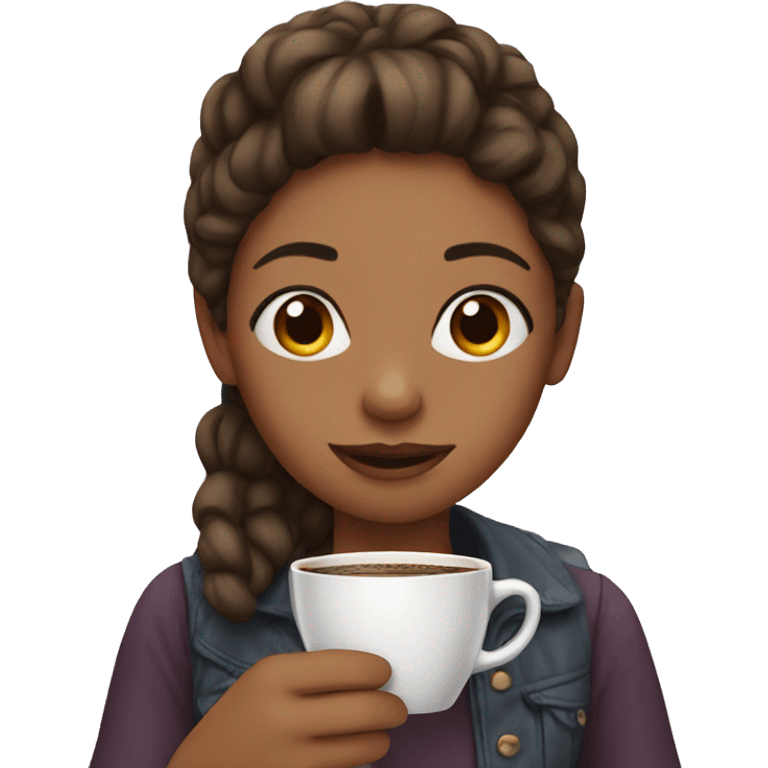 Girl drinking coffee  emoji