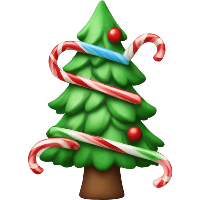 Christmas tree with candy cane emoji