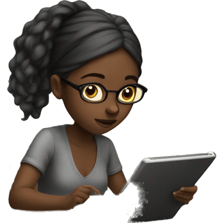 Black girl studying on iPad  emoji