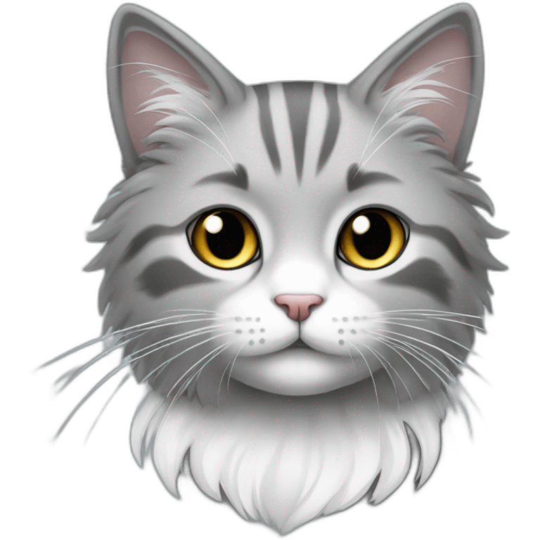 spenny boy cat very gray and little white long haired cute emoji