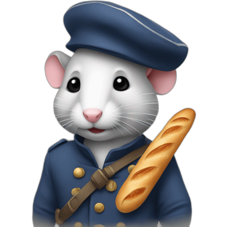 a French rat with a beret and a baguette who makes the revolution emoji