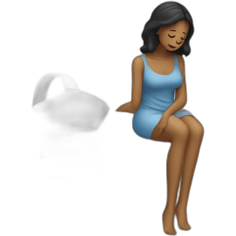 femme qui pleure au lit emoji