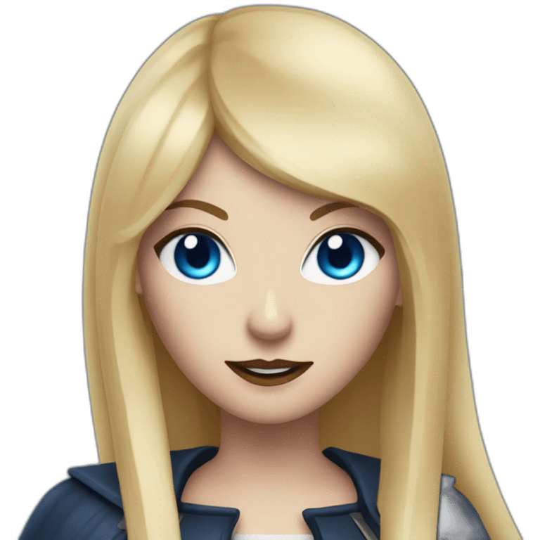 beautiful vampire woman with long blonde hair and blonde straight bangs and blue eyes and wielding knives emoji