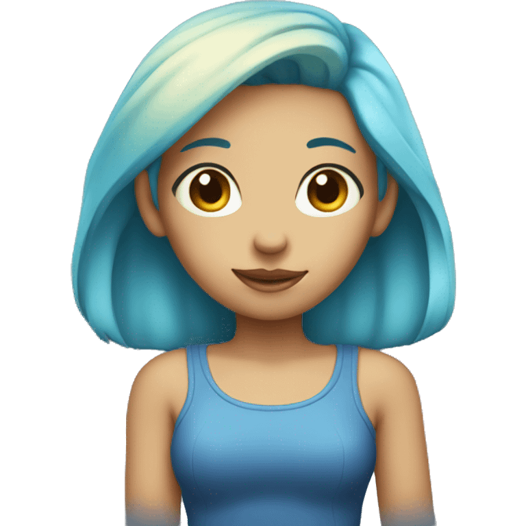 Girl with blue hair holding form  emoji