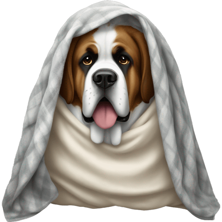 A Saint Bernard under a blanket emoji