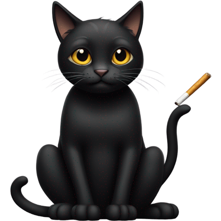 a black cat smoking a cigarette emoji