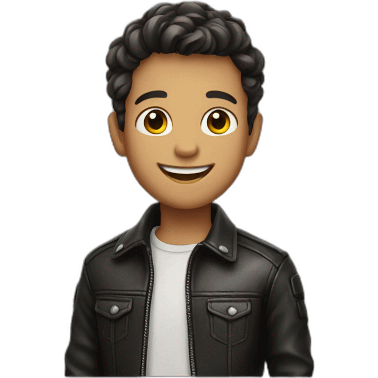 smiling boy in leather jacket emoji