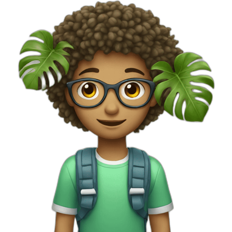 Young student with monstera deliciosa hair emoji