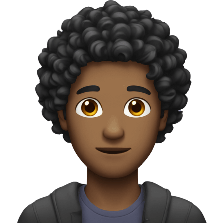 curly black hair man emoji