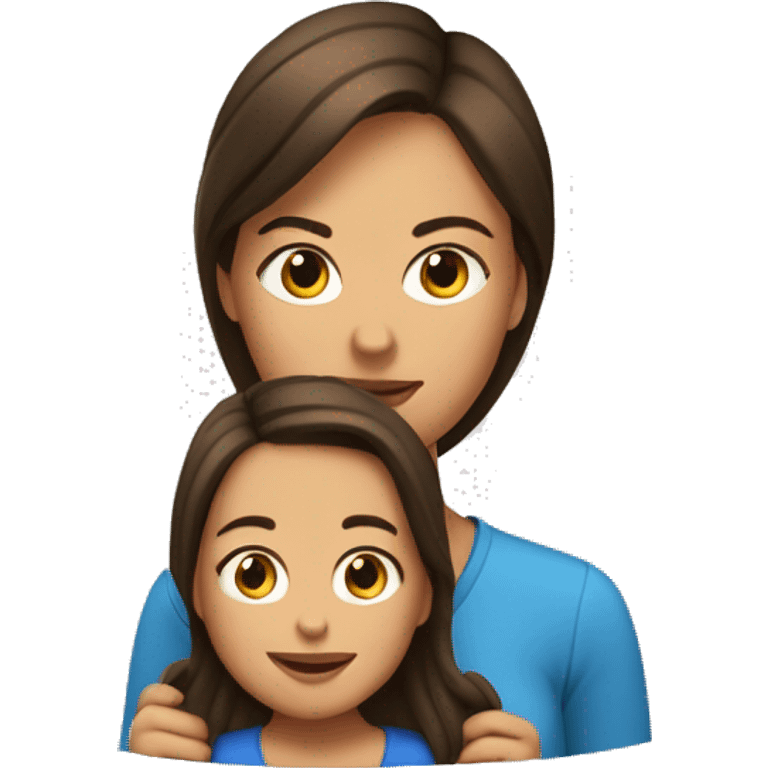 maman brune avec sa fille emoji