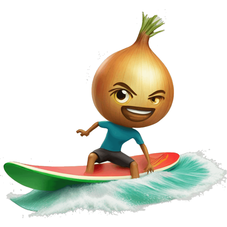 Onion riding a surf board emoji