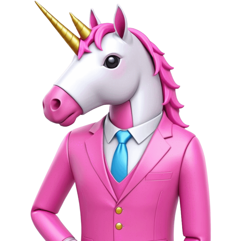 3d robotic office worker unicorn in all pink suit emoji