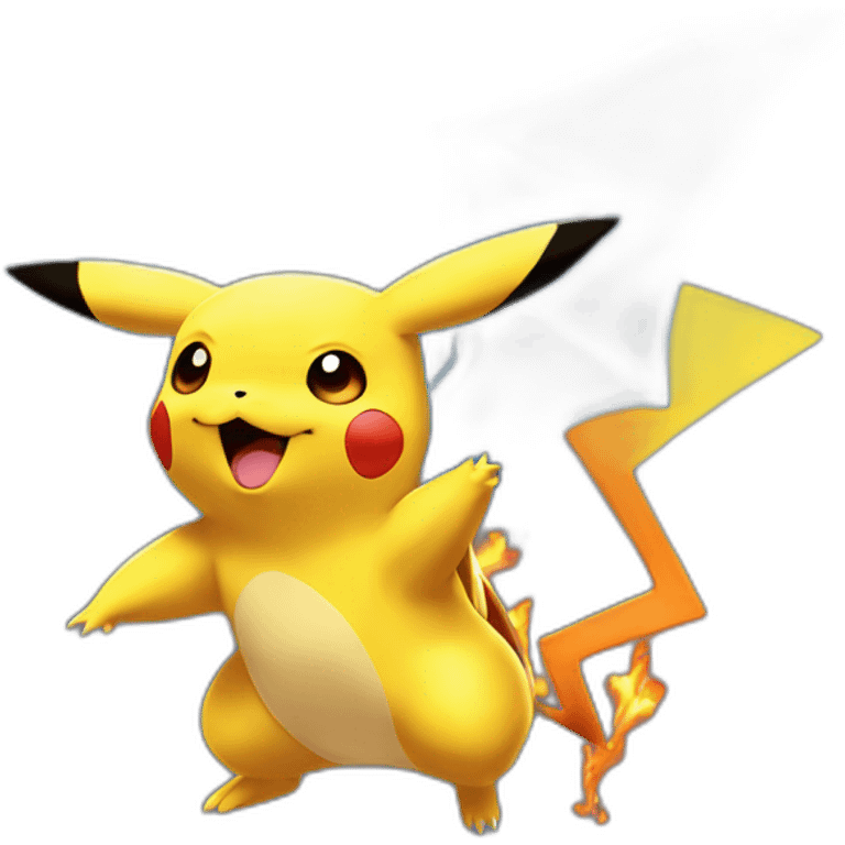 Pikachu flying on the charizard back emoji