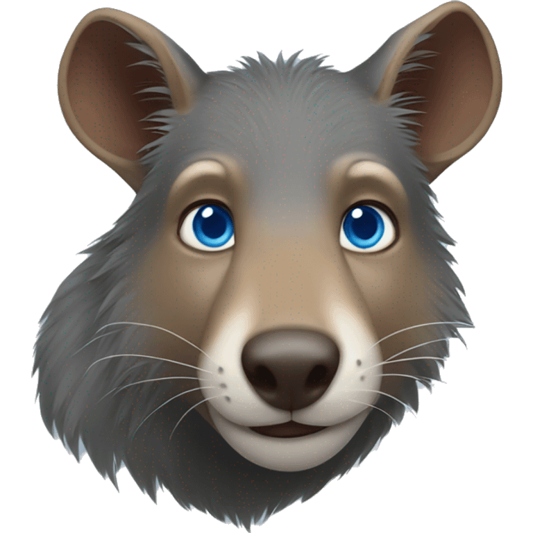 An agouti wolf with blue eyes emoji