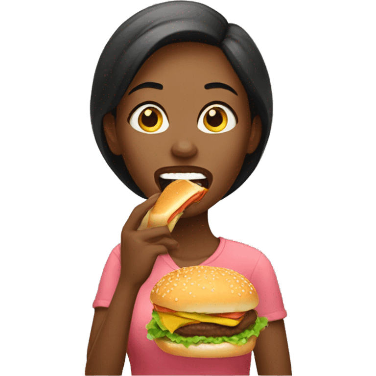 Women eating a burgur  emoji