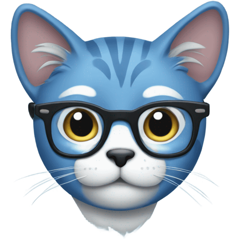 Blue cat with glasses emoji