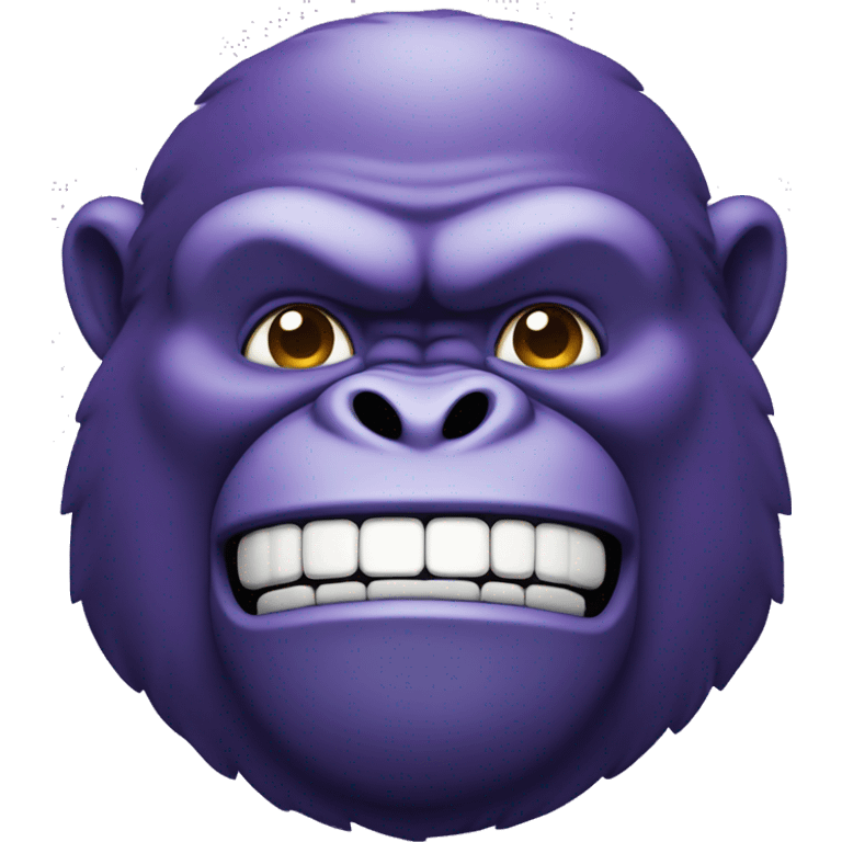 fat purple gorilla smiling with a pixelated look emoji