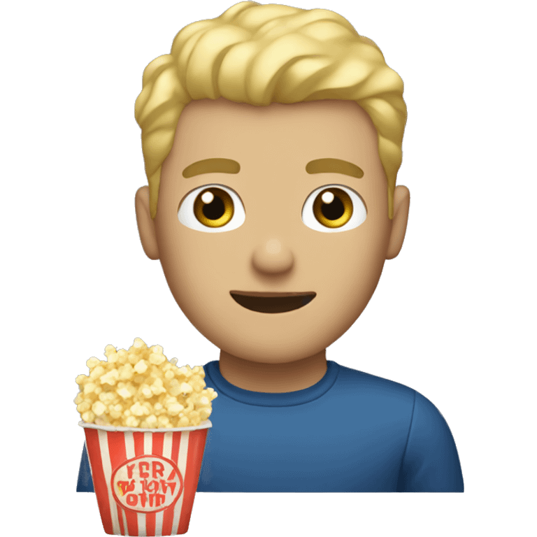 Blonde men with popcorn emoji