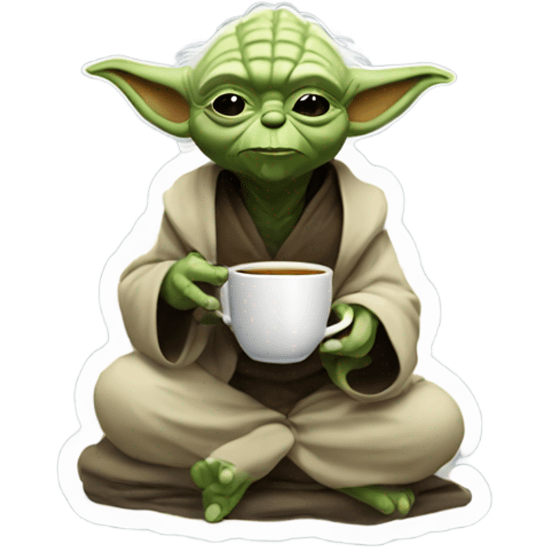 yoda drinking a cup of tea while winking emoji