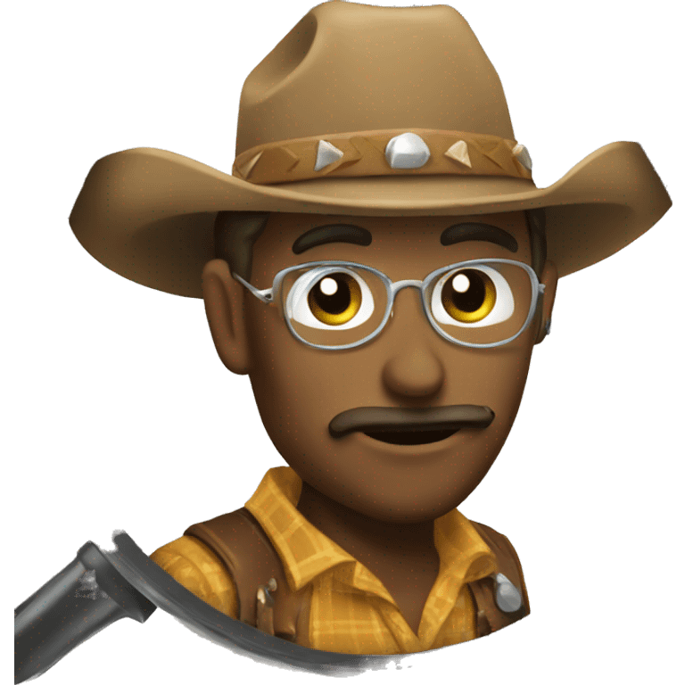 cowboy emoji with magnifying glass emoji