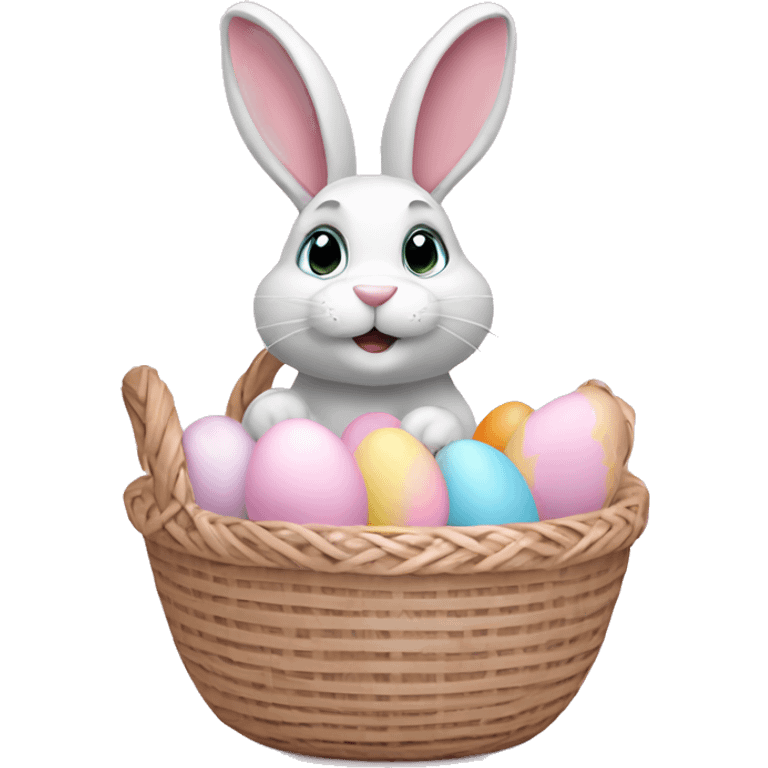 easter bunny with egg light pink basket emoji