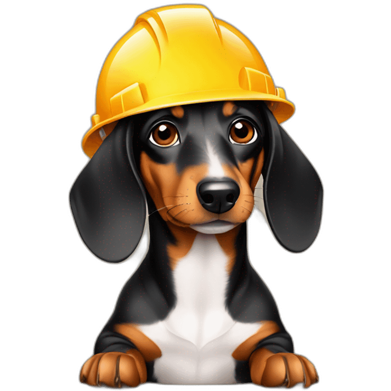 dachshund with construction hat emoji