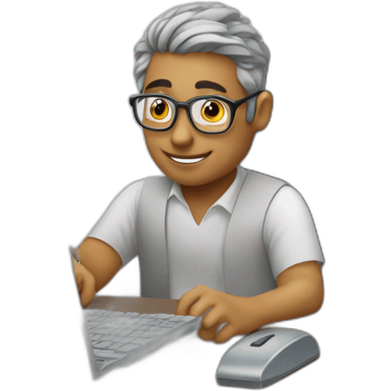 mathematician programmer sitting at the computer emoji