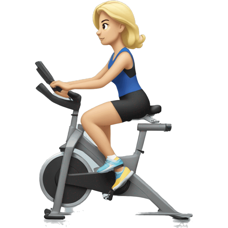 Blonde woman on stationary bike emoji