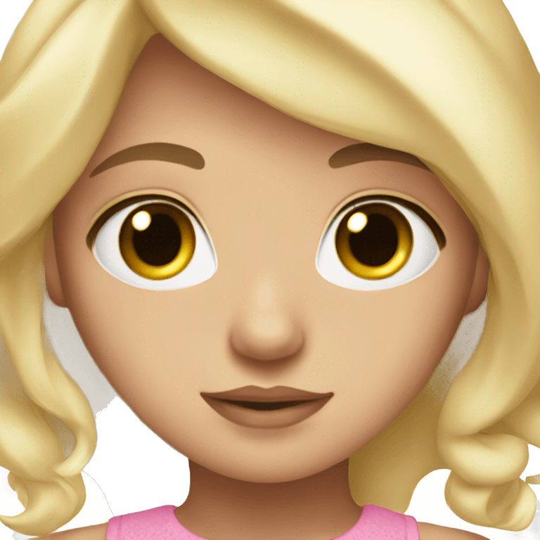 Brown eyes, blonde hair, feminine, pink, girl, angelic emoji