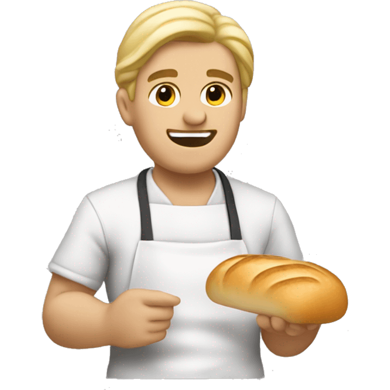 a blond man eating bread dressed as a baker emoji