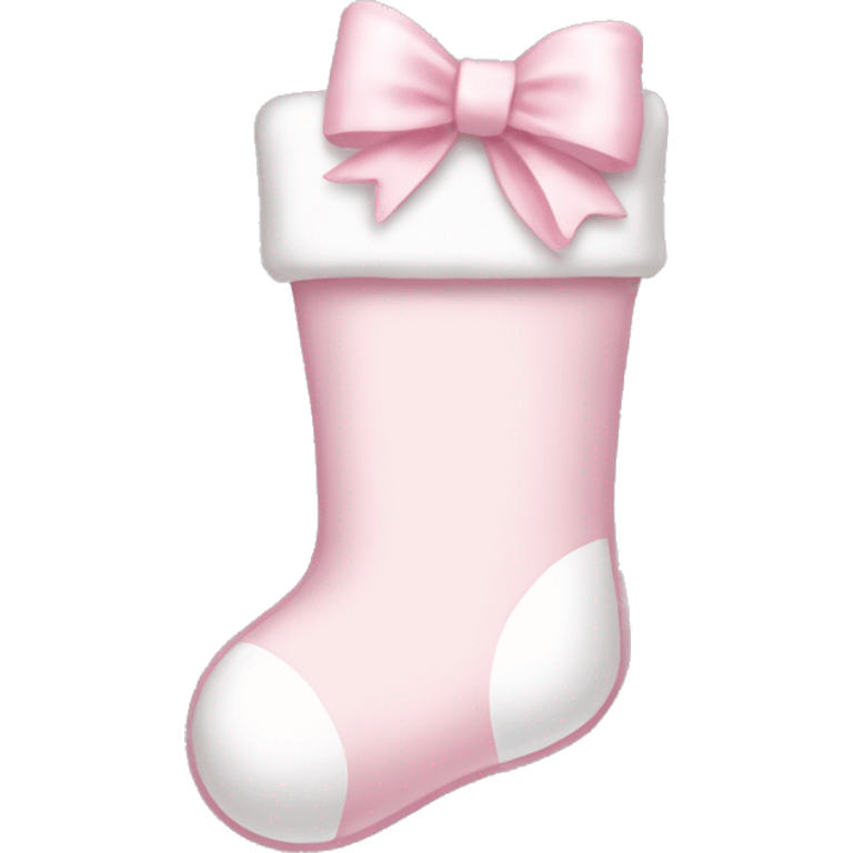 pale pink and white stocking with pale pink bow stuffed with gifts emoji