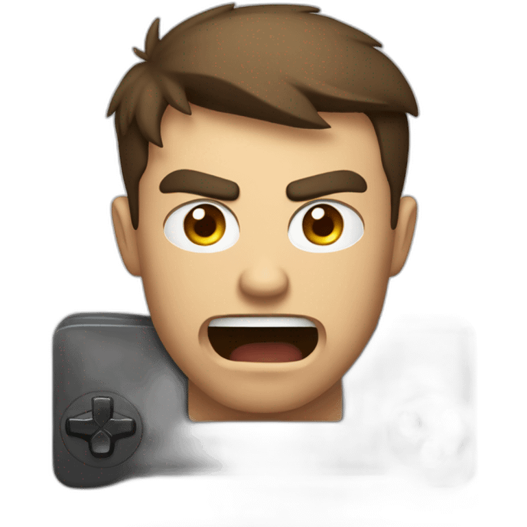 men cartoon very angry while play video games emoji