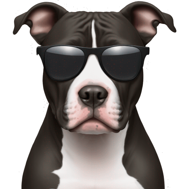 Black with white spot pitbull with sunglasses  emoji