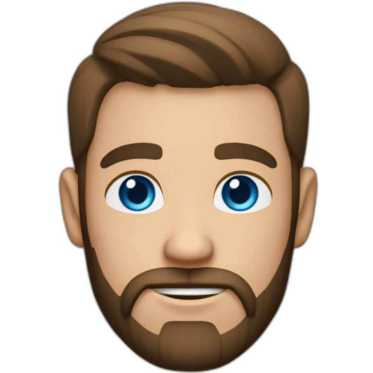 White man with a slight sun kissed tan, blue eyes and brown hair. He has a beard and mustache trimmed. Wears black clothing and wears his hair styled sideways backwards. emoji