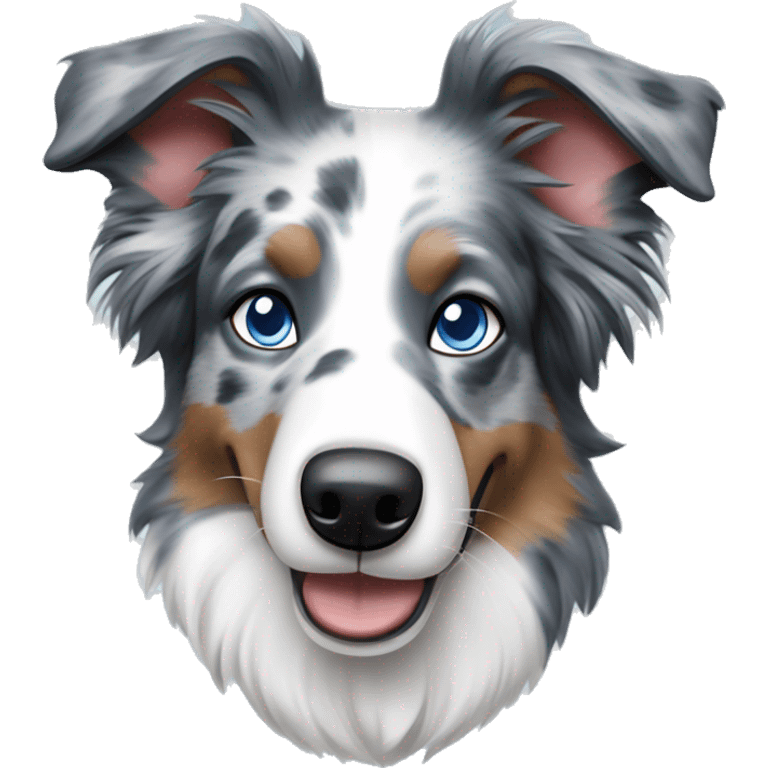 Blue merle border collie dog with blue eyes emoji