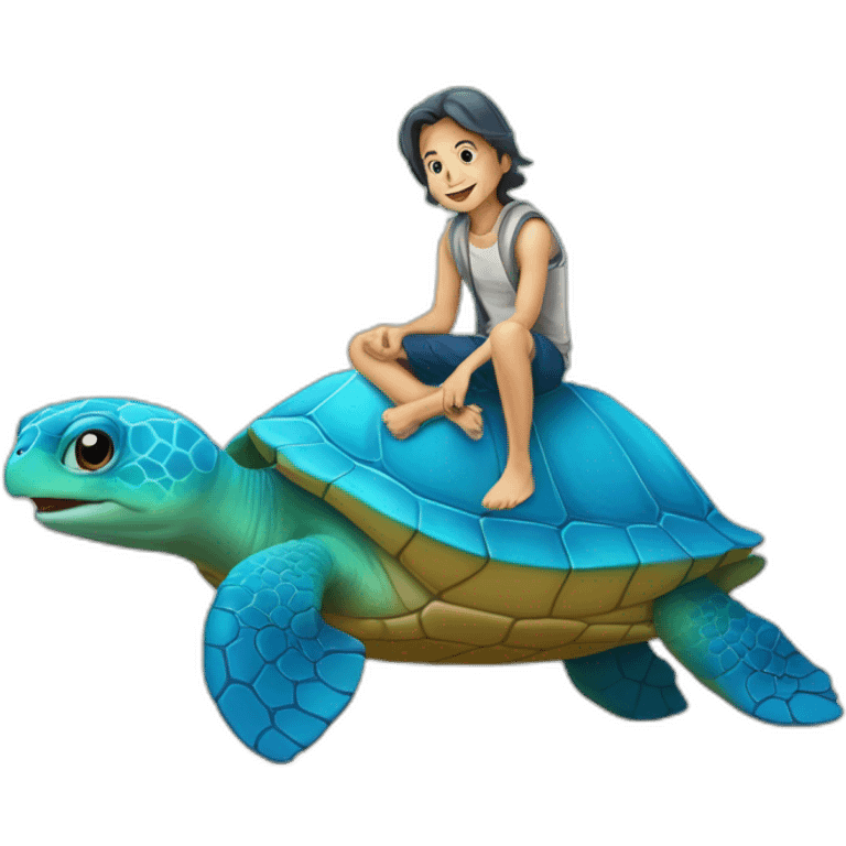 Un dauphin sur une tortue emoji