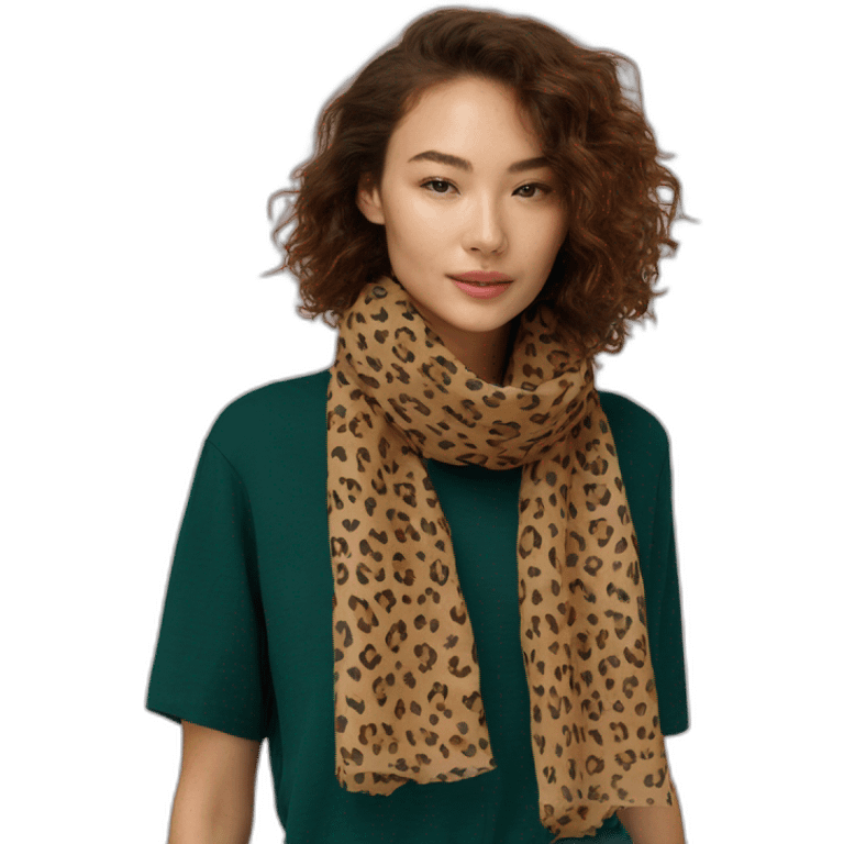 Léopard print scarf on girl with brown Hair  emoji