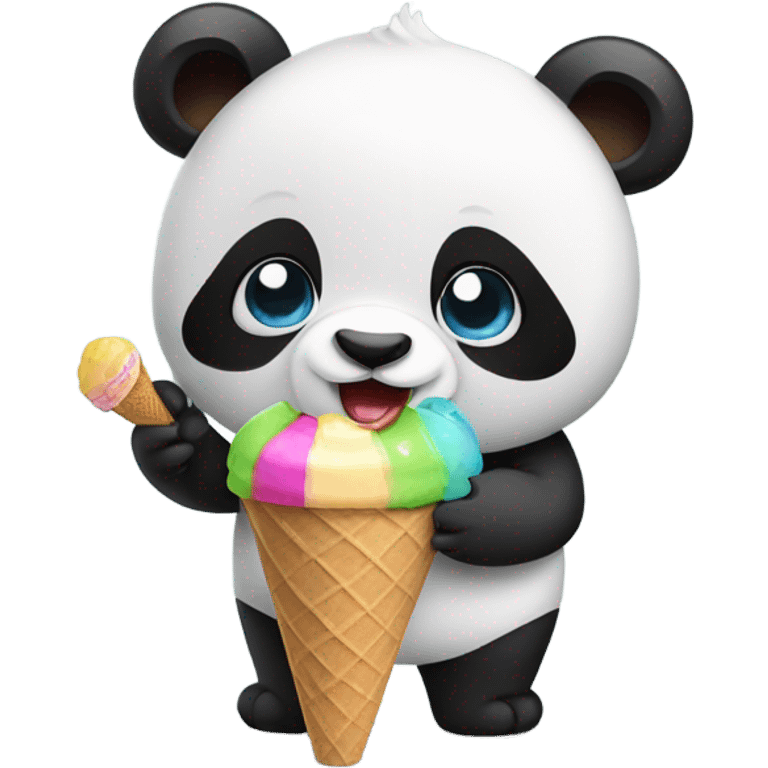 Panda eating ice cream emoji