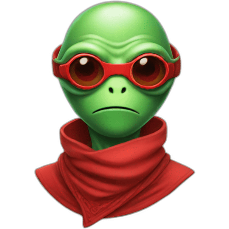 Green Alien ninja with red glasses and bandana emoji