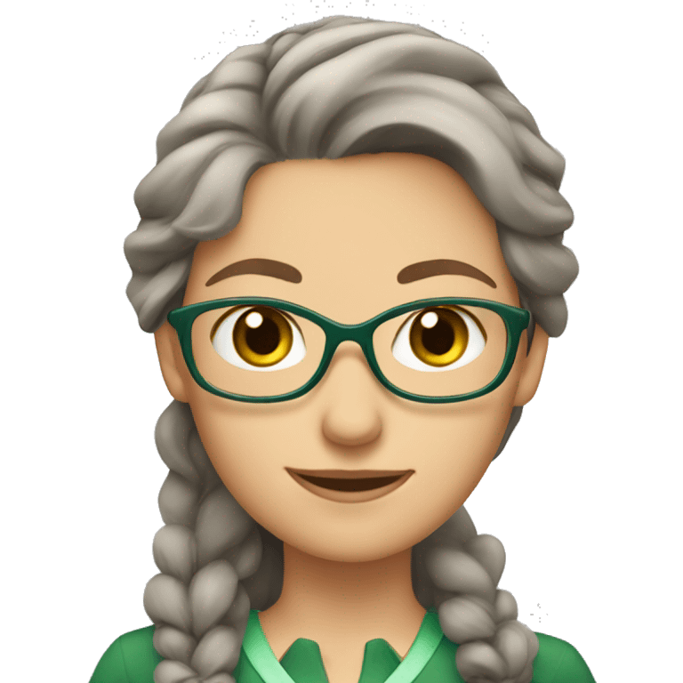 brown/grey haired green eyed female teacher emoji