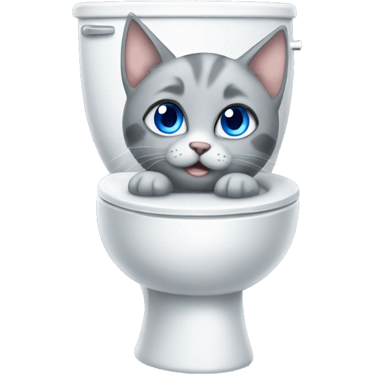 blue eyes grey kitten and toilet  emoji