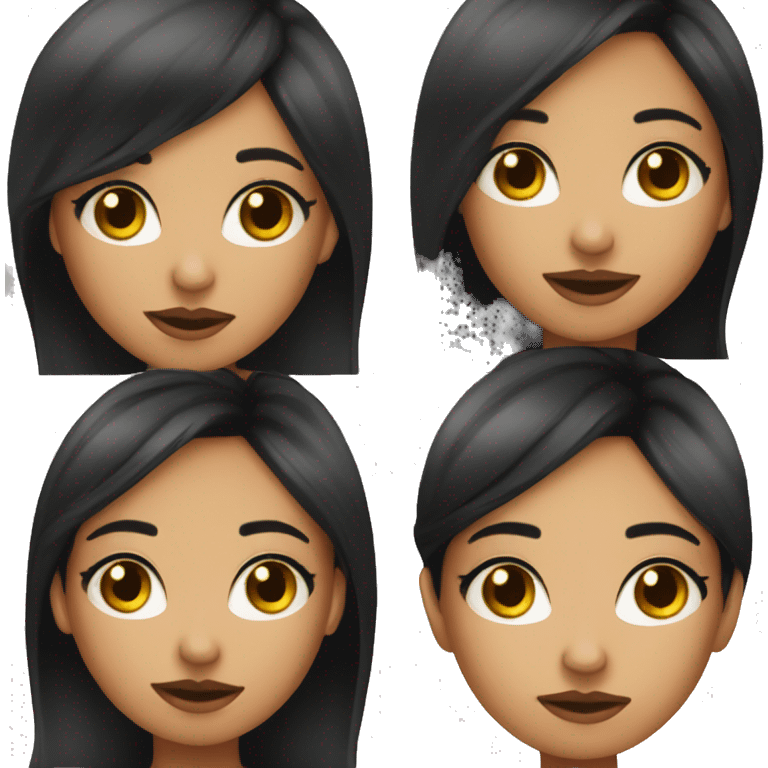 Girl with nose job and straight black hair and excessive makeuo emoji