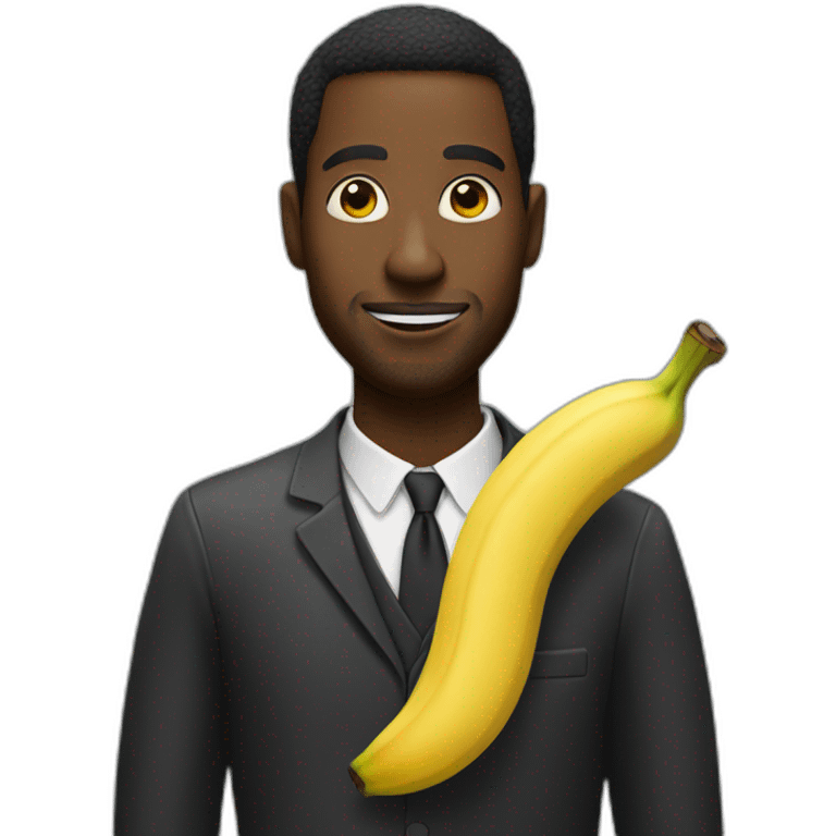 A black man with a banana emoji