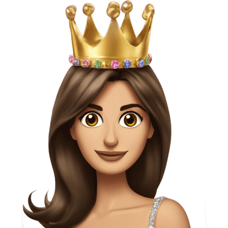 penelope cruz, birthday crown, ballon’s in the background  emoji