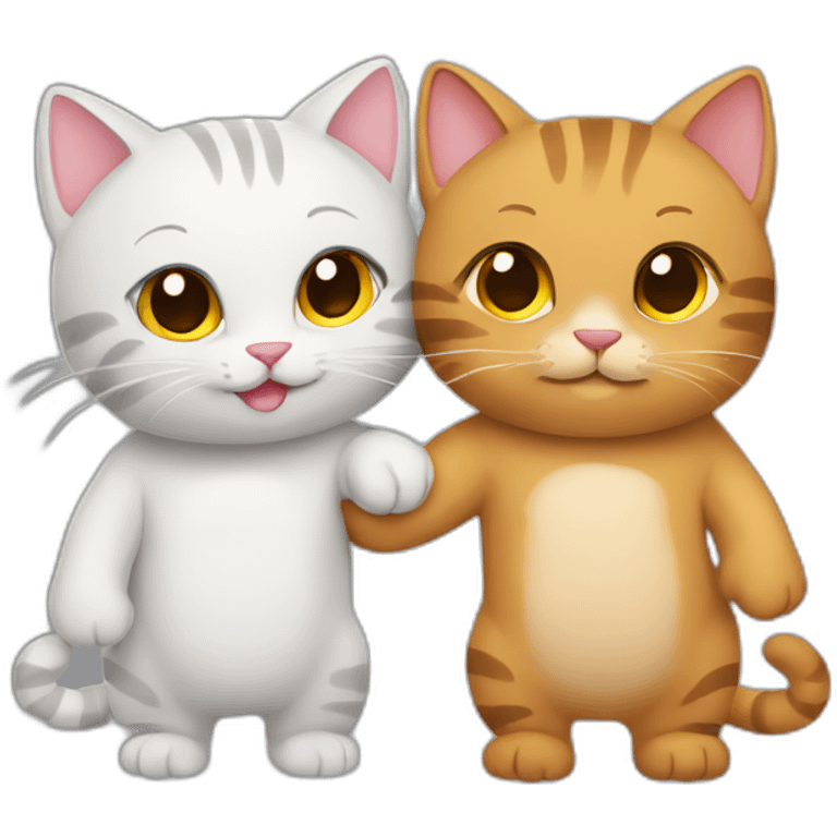 two cats holding hands emoji