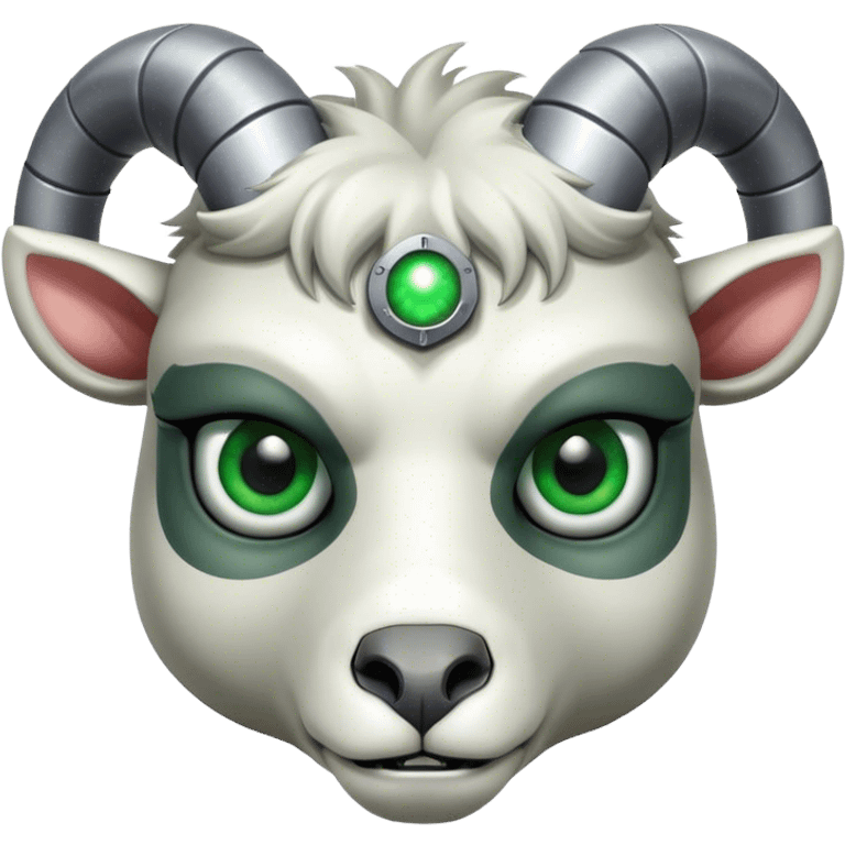 Terminator Goat with green eye emoji