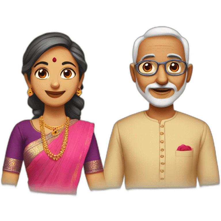 Married 50 year women in saree & 57 year men kurta emoji