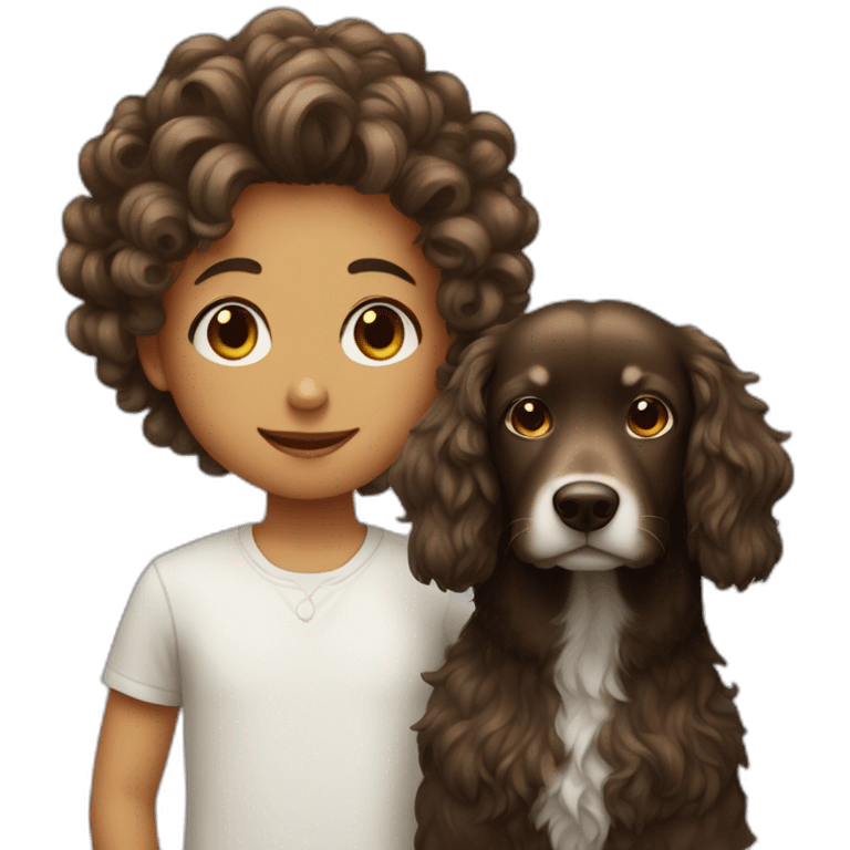 short hair boy with long hair girl with curly dog emoji