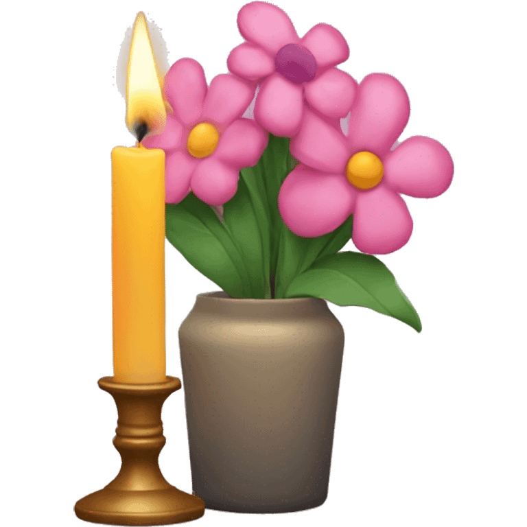 A candle and flowers  emoji