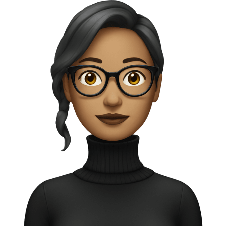 woman in glasses and black turtleneck emoji